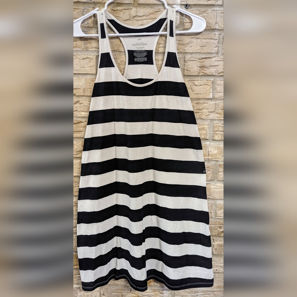 Old Navy black and white striped tank dress